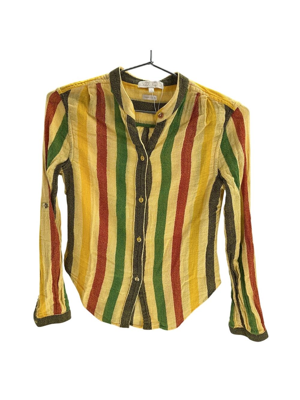 Suzie Kondi Textured Sunset Stripe Koubi Button Blouse Size S